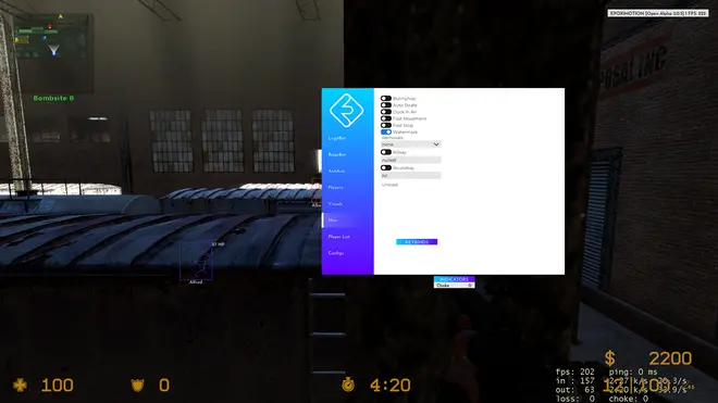 Ragebot, Legitbot, AntiAim, Visuals - чит Epoximotion для Counter-Strike: Source