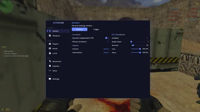 Interium - HvH чит на КС 1.6 (Кряк)