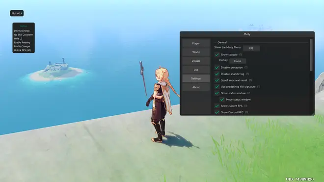 Minty/Shika-Hub - Infinite stamina, No skill cooldown, Noclip чит для Genshin Impact